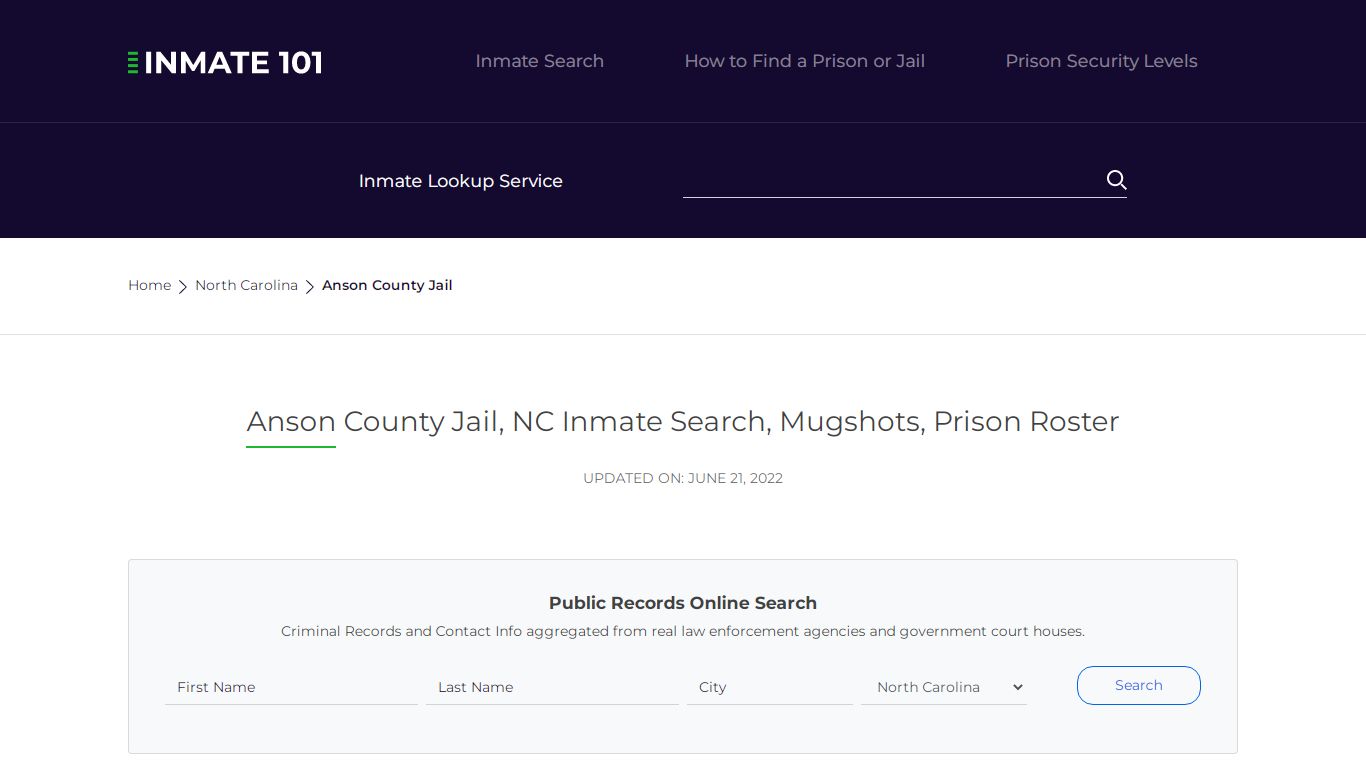 Anson County Jail, NC Inmate Search, Mugshots, Prison ...